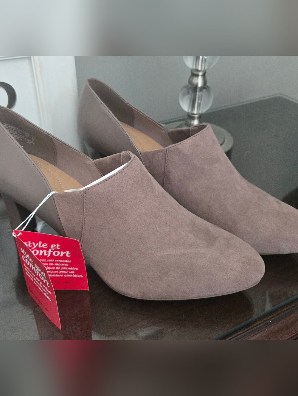 dexflex comfort Taupe Suede Pointed Toe Block Heel Pumps